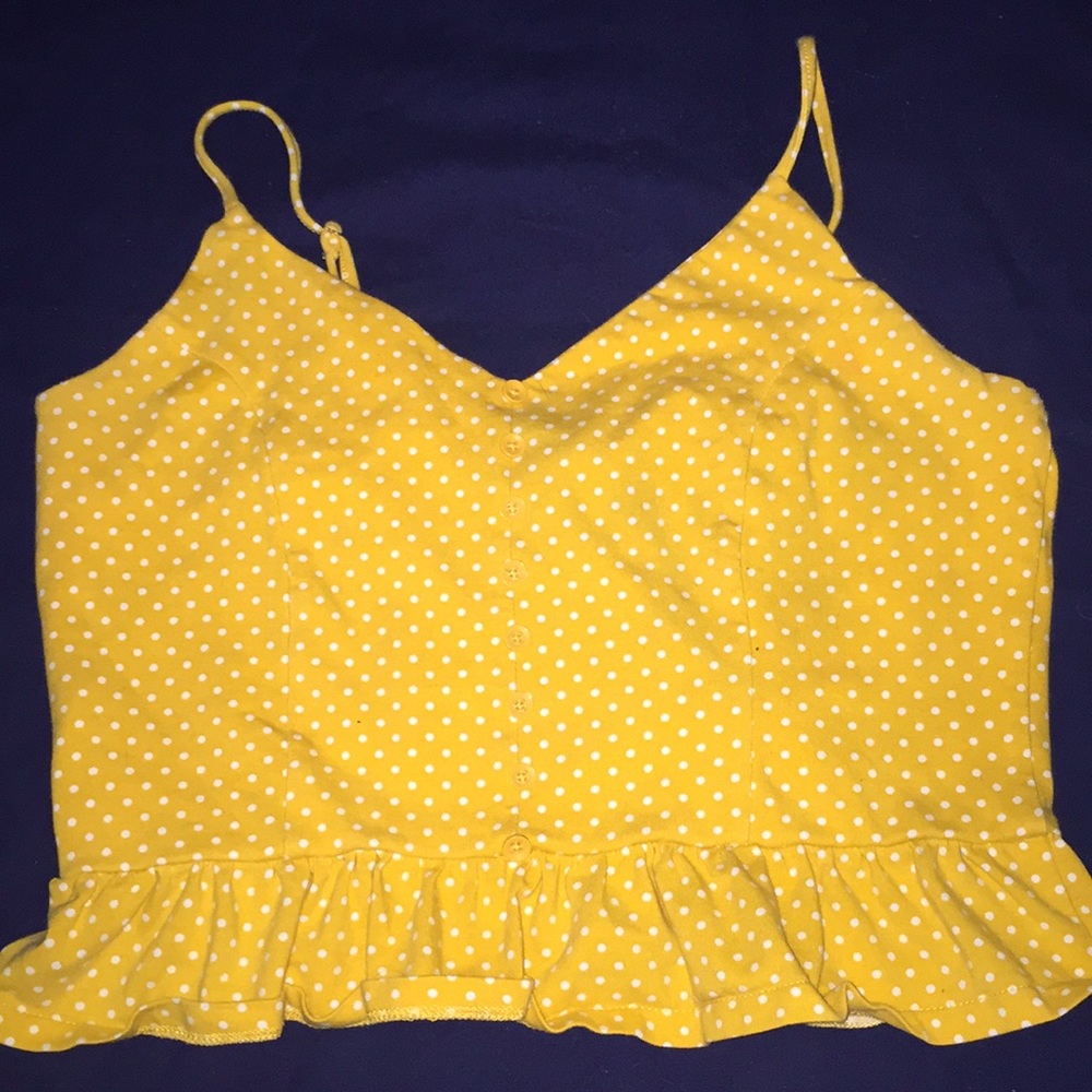 Brand new yellow pokadot tanked crop top